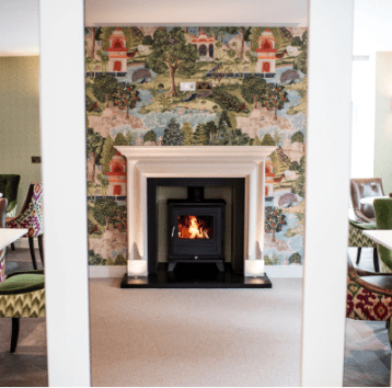 fireplace at Dewars hotel