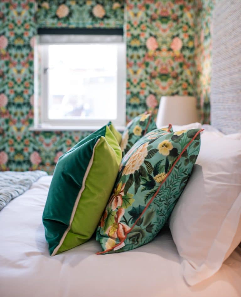 close-up of pillows in Dewars Hotel room