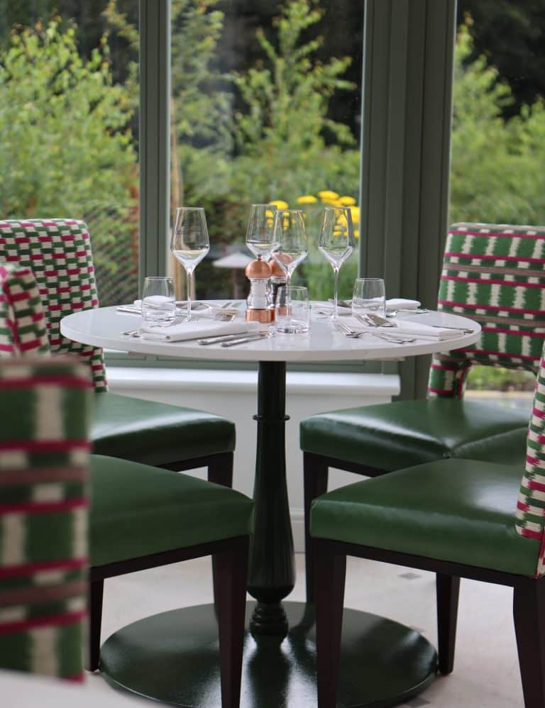 Dining table laid in Dewars restaurant